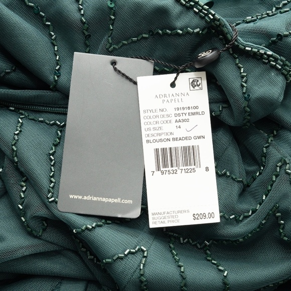 Adrianna Papell - Beaded Blouson Dolman-Sleeve Gown - Picture 11 of 12